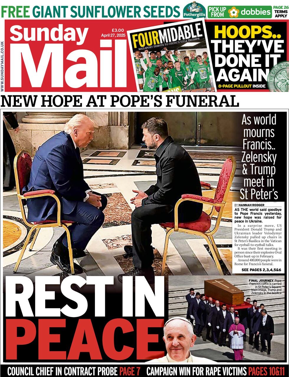 Copertina Sunday Mail 27/04/2025