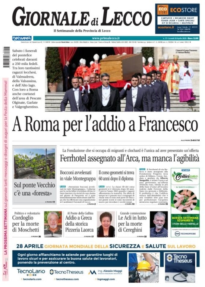 Copertina Giornale di Lecco 28/04/2025