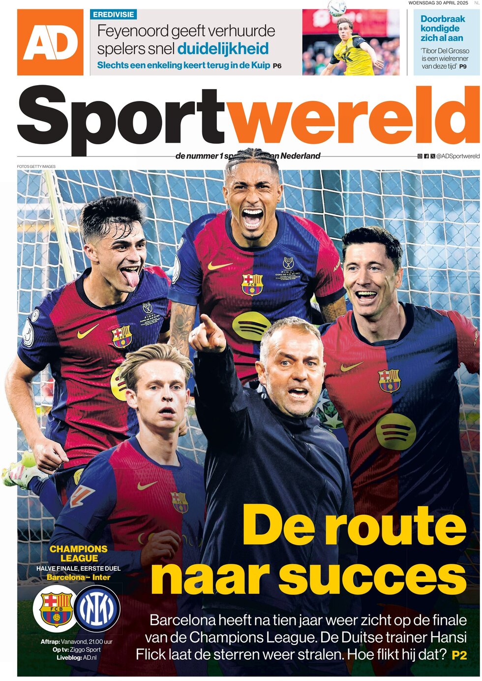 Prima Pagina AD Sportwereld 30/04/2025