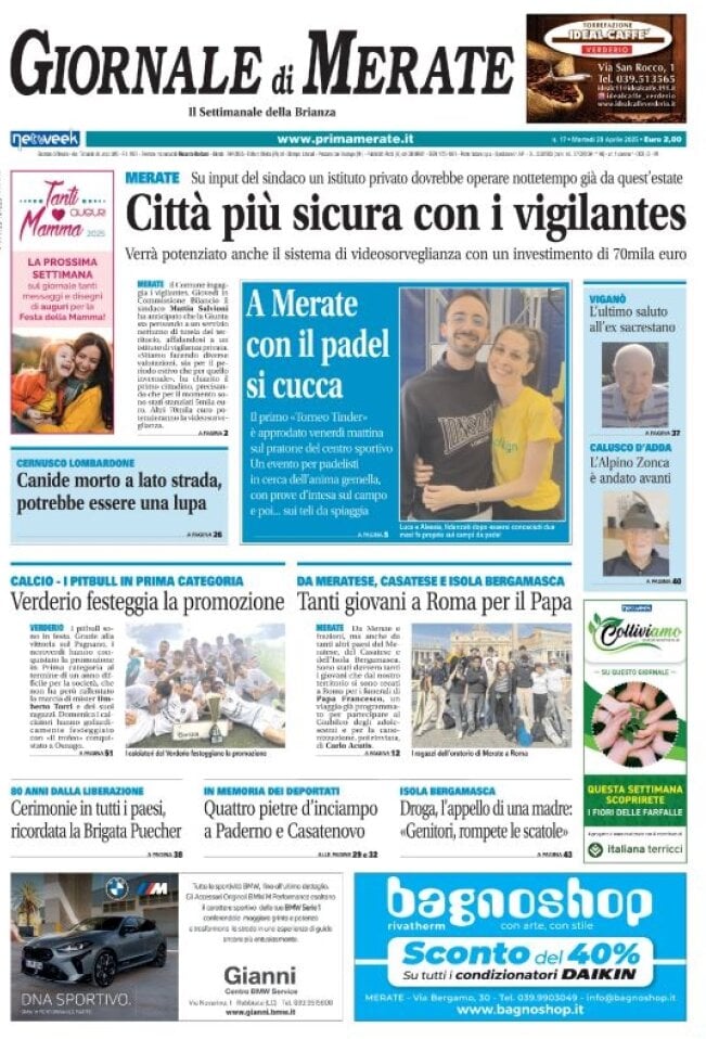 Copertina Giornale di Merate 29/04/2025