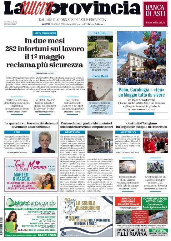 Copertina La Nuova Provincia (Asti) 29/04/2025