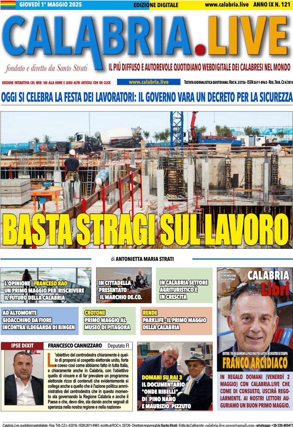 Prima Pagina Calabria Live 01/05/2025