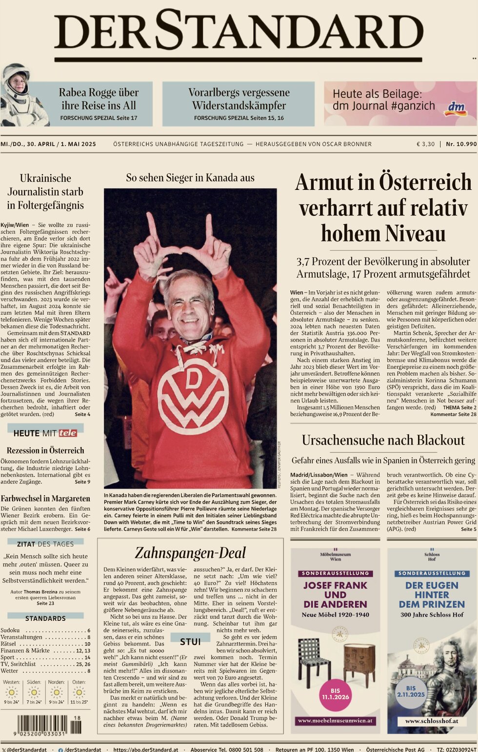 Prima Pagina Der Standard 30/04/2025