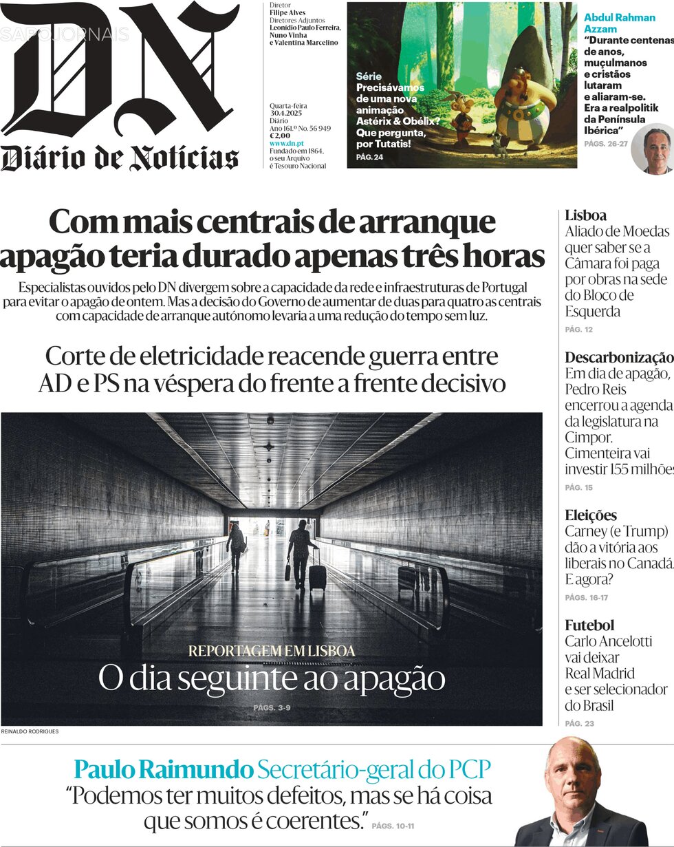 Prima Pagina Diário de Notícias 30/04/2025