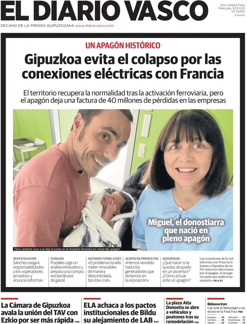 Prima Pagina El Diario Vasco 30/04/2025