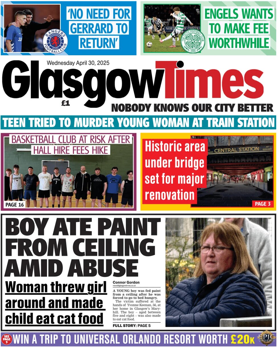 Prima Pagina Glasgow Times 30/04/2025