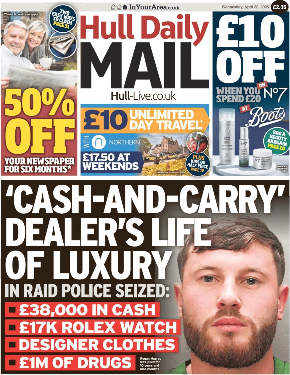 Prima Pagina Hull Daily Mail 30/04/2025