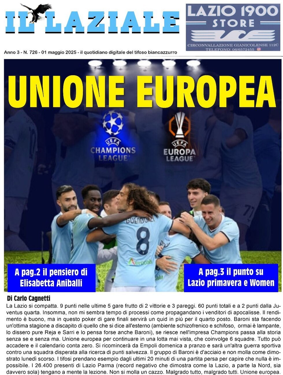 Prima Pagina Il Laziale 01/05/2025