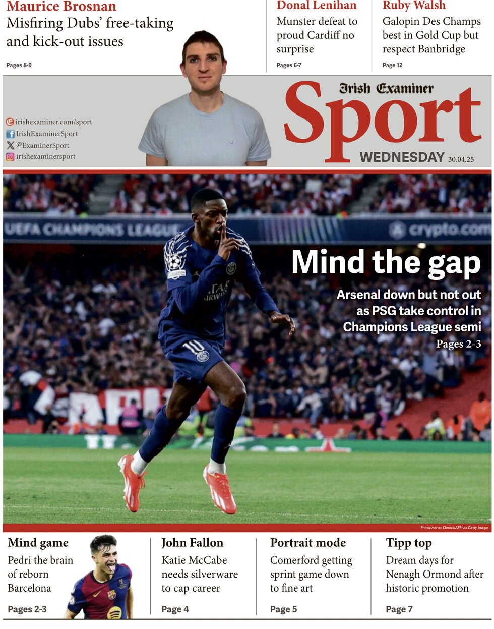 Prima Pagina Irish Examiner Sport 30/04/2025