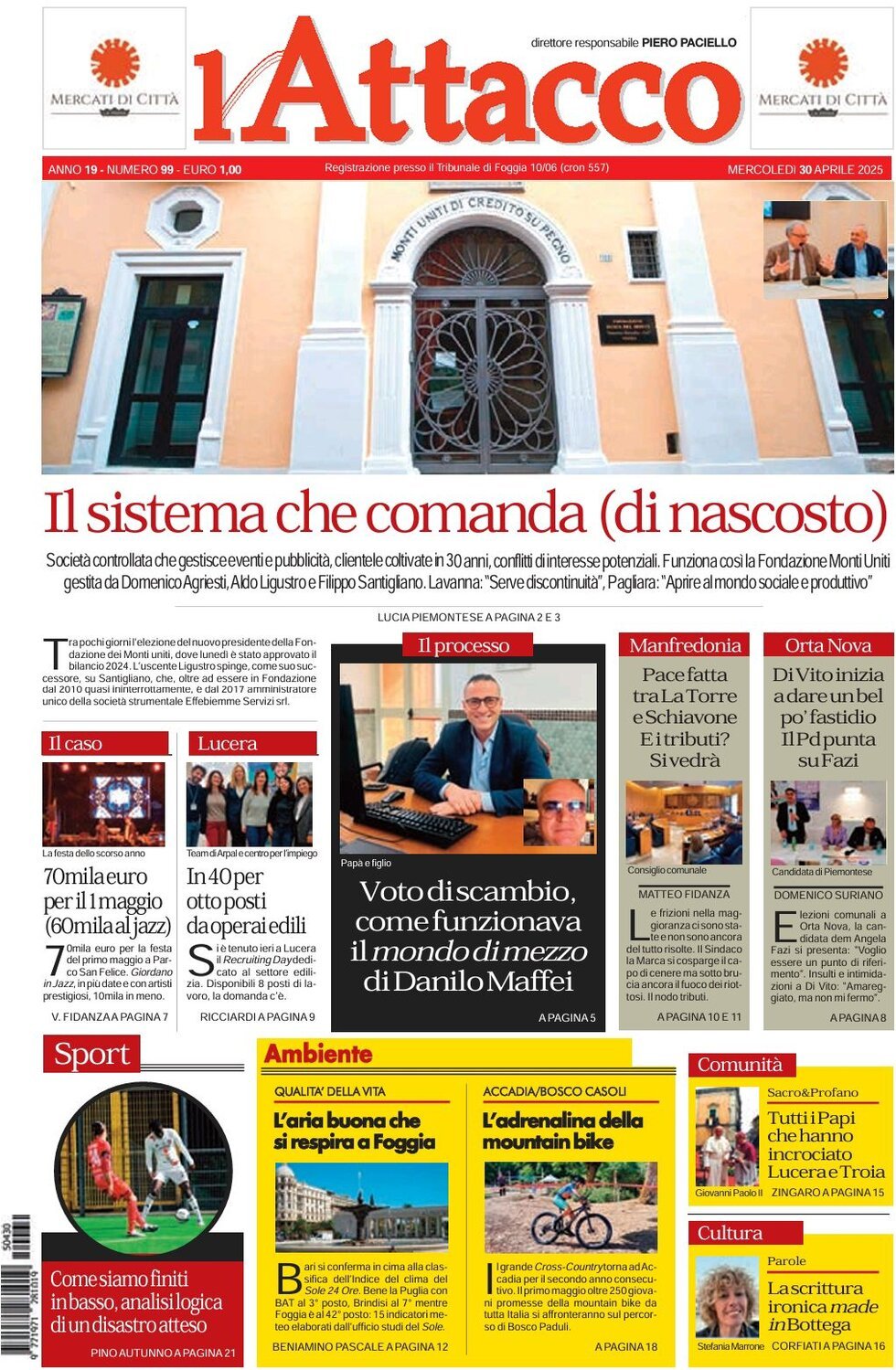 Prima Pagina L'Attacco (Foggia) 30/04/2025