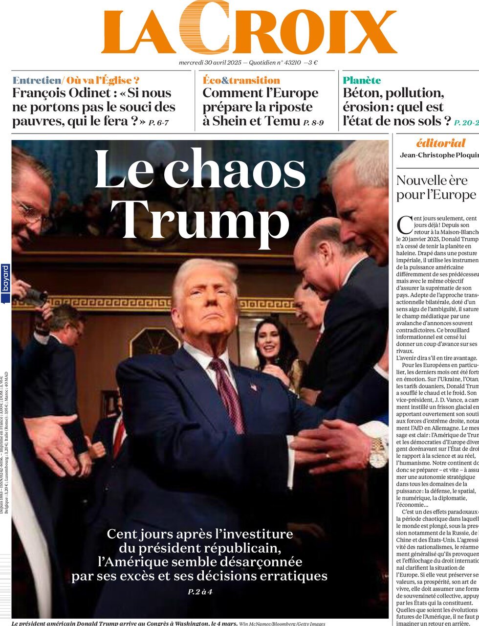Prima Pagina La Croix 30/04/2025