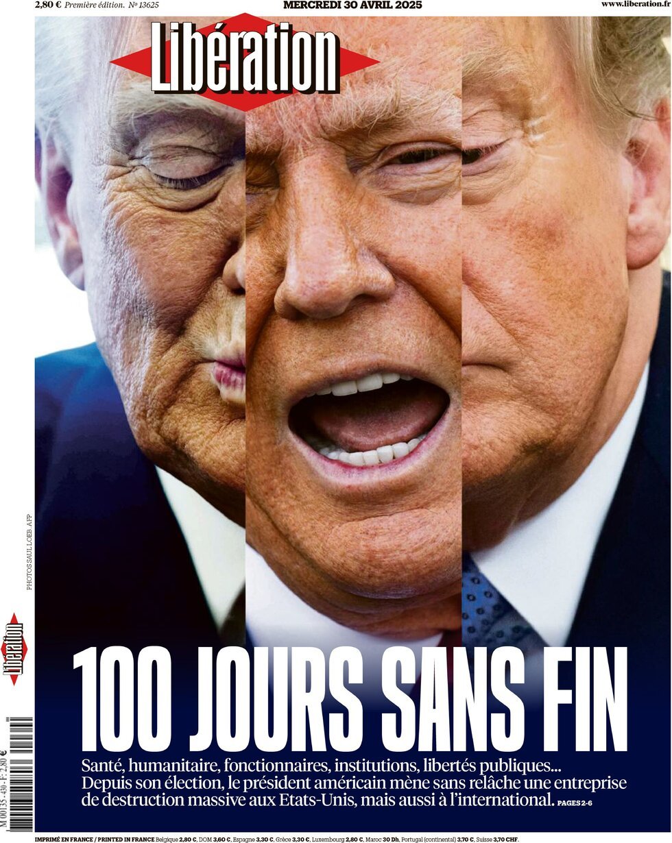 Prima Pagina Libération 30/04/2025