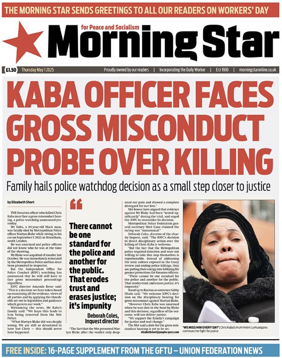 Prima Pagina Morning Star 01/05/2025