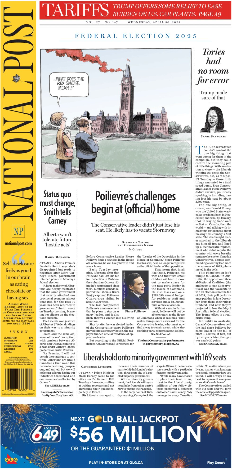 Prima Pagina National Post 30/04/2025