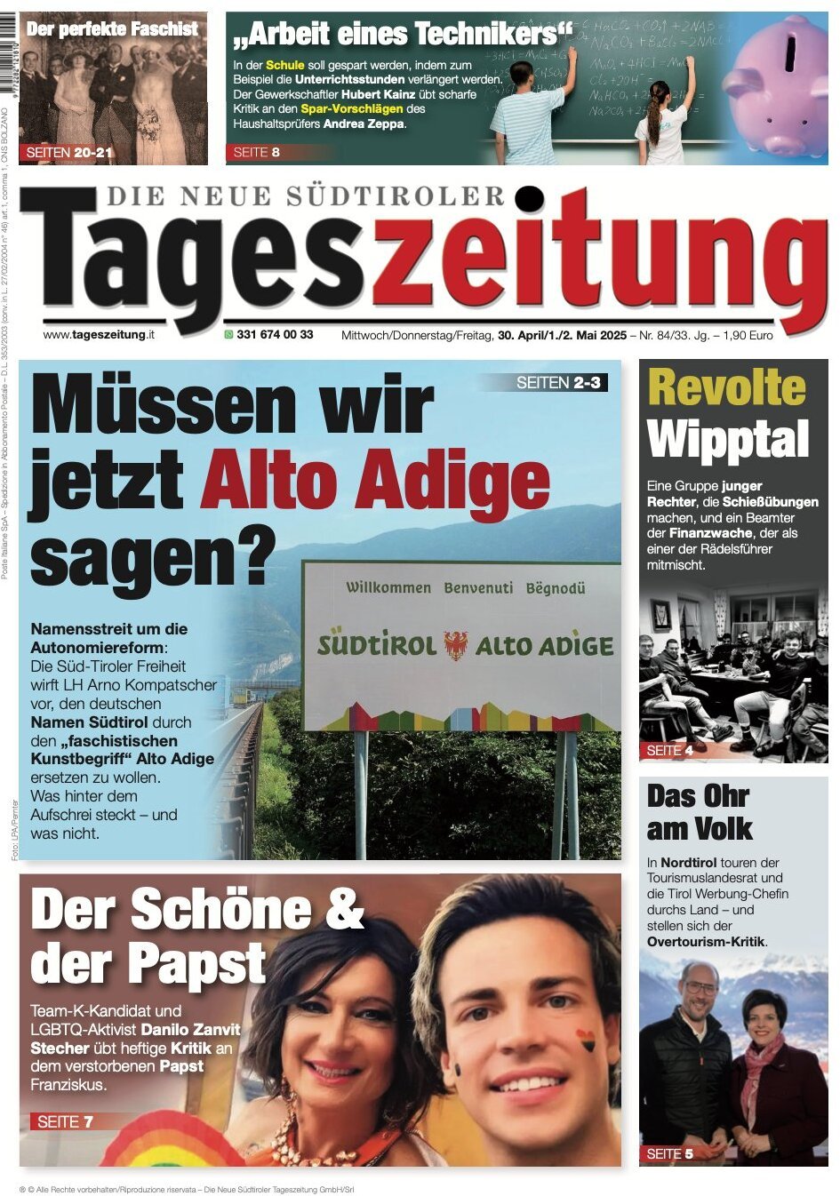 Prima Pagina Die Neue Südtiroler Tageszeitung 02/05/2025