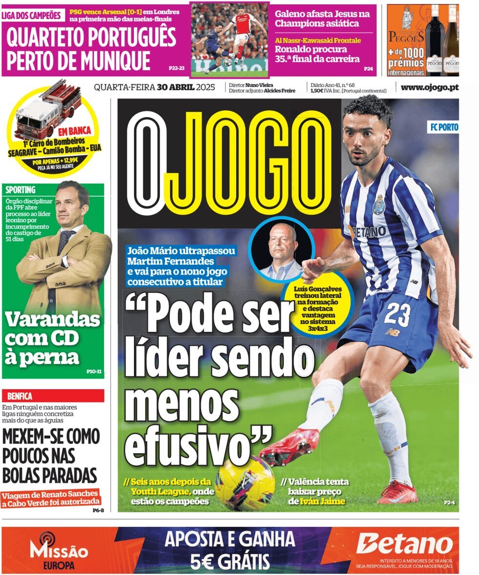 Prima Pagina O Jogo 30/04/2025