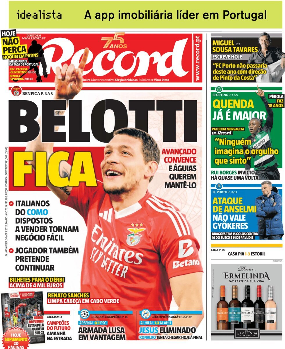 Prima Pagina Record 30/04/2025