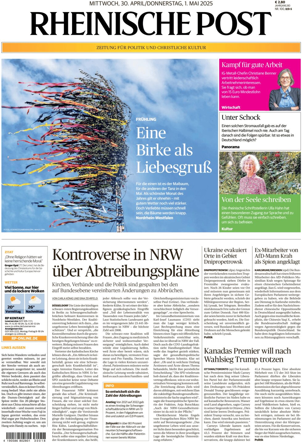 Prima Pagina Rheinische Post 30/04/2025