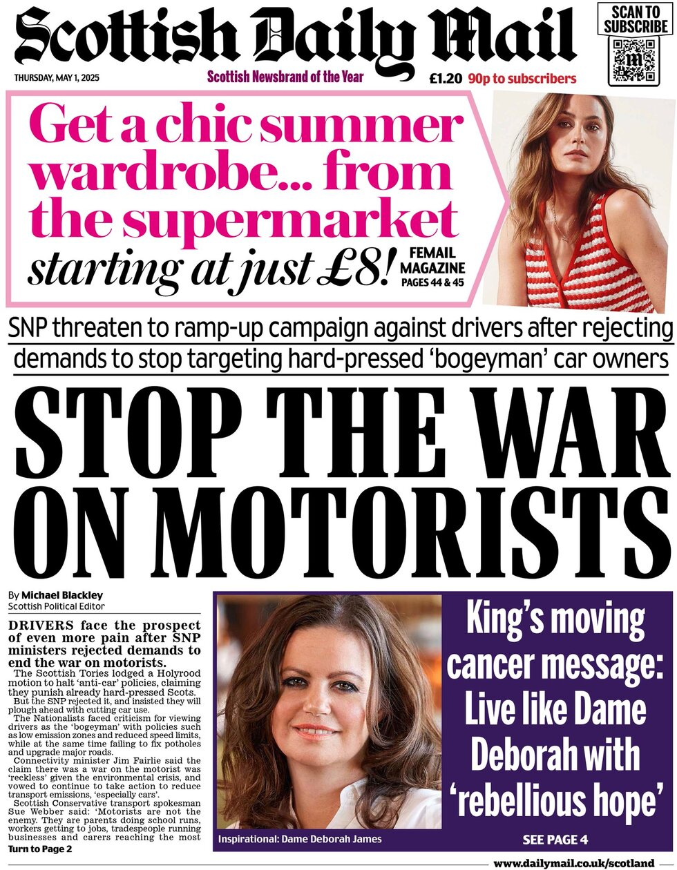 Prima Pagina Scottish Daily Mail 01/05/2025