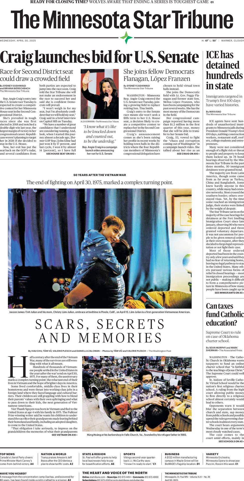 Prima Pagina The Minnesota Star Tribune 30/04/2025