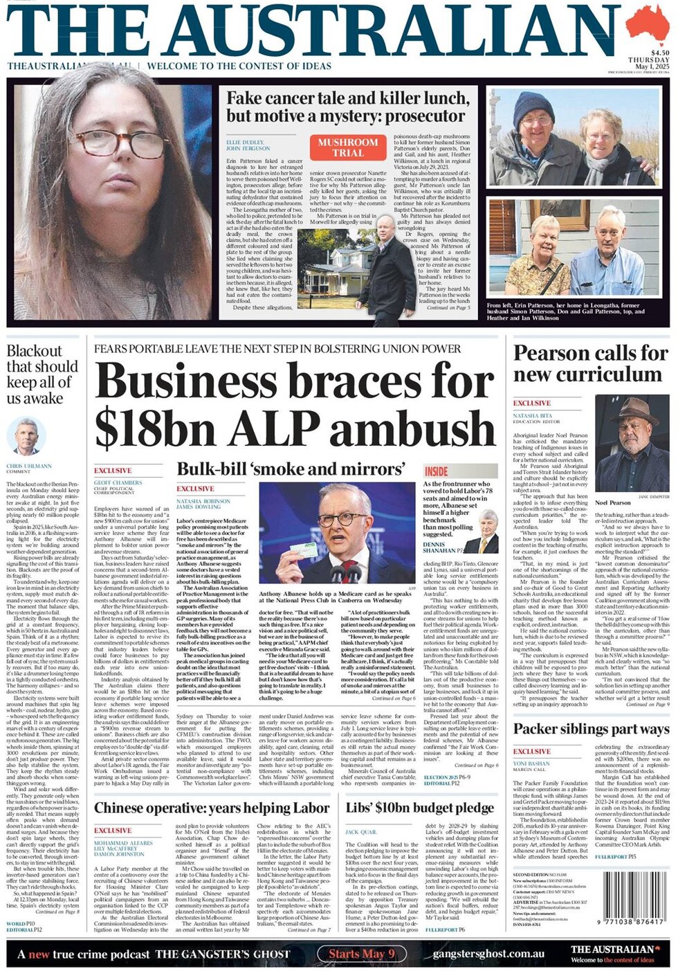 Prima Pagina The Australian 01/05/2025