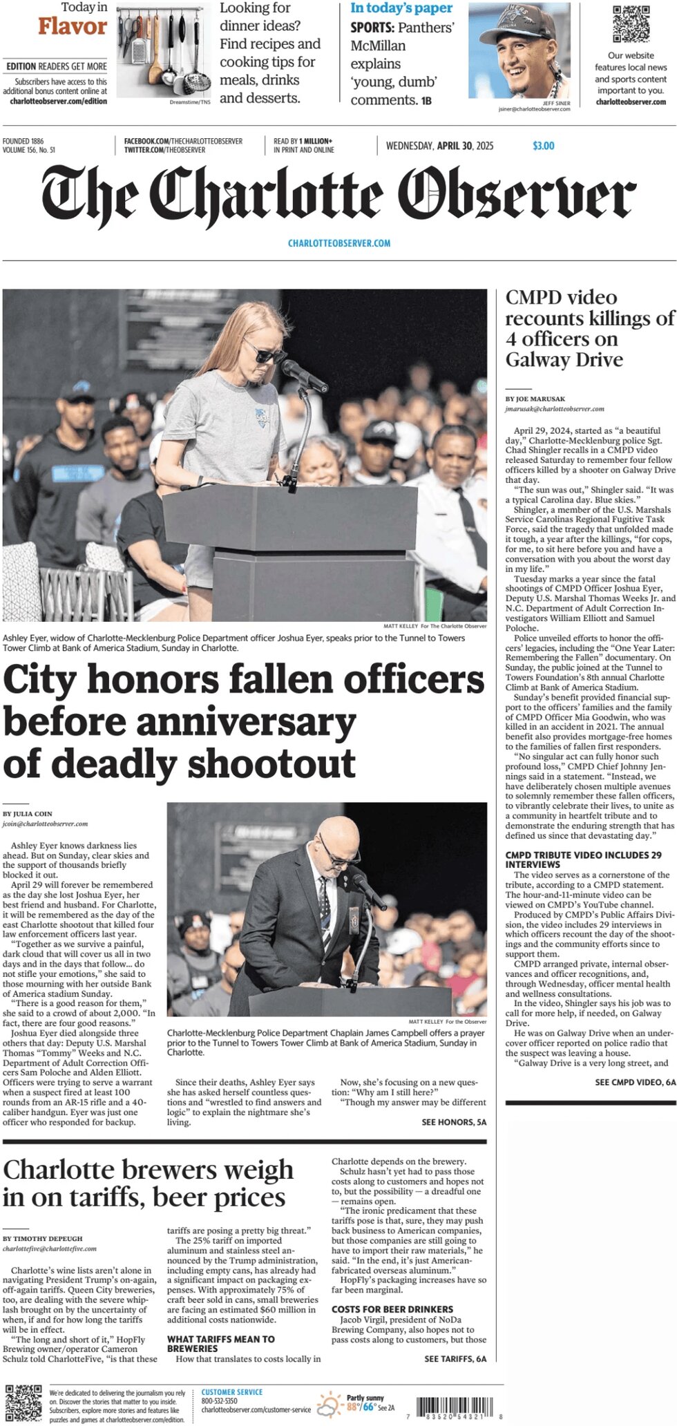 Prima Pagina The Charlotte Observer 30/04/2025