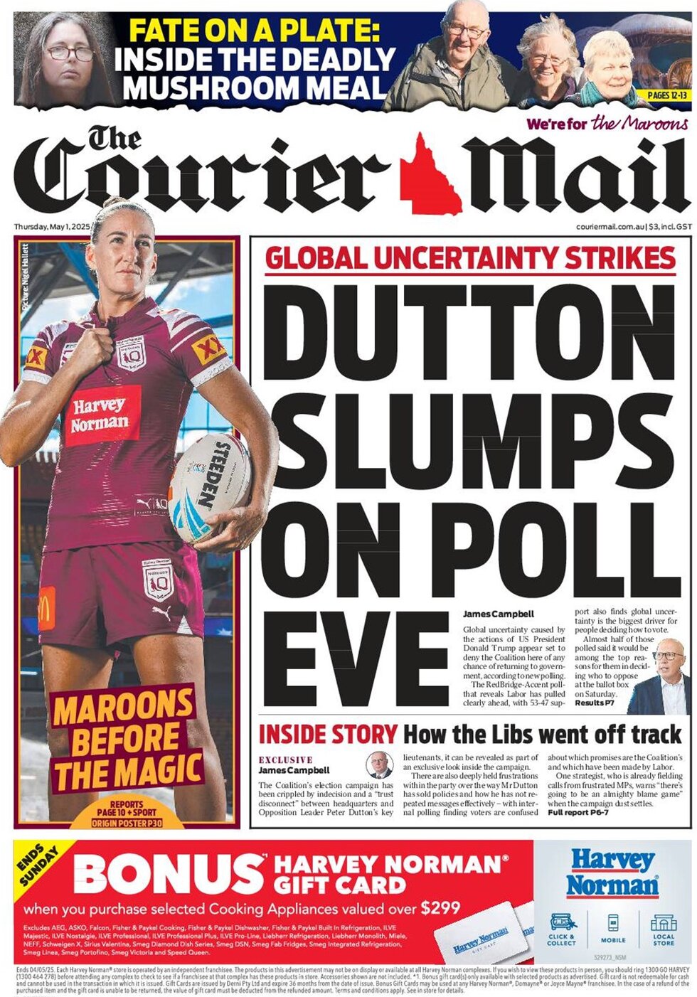 Prima Pagina The Courier-Mail 01/05/2025