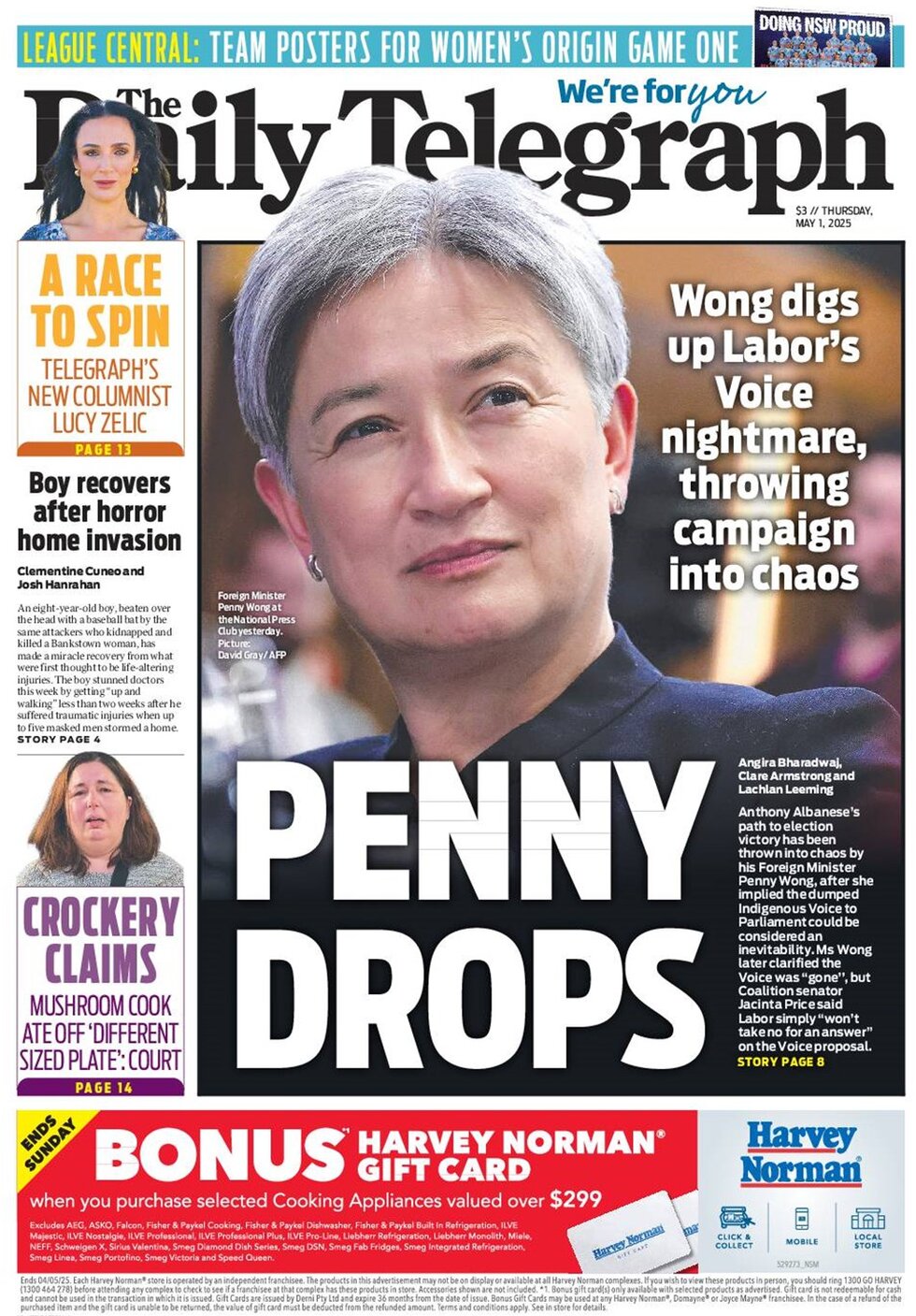 Prima Pagina The Daily Telegraph (Sydney) 01/05/2025