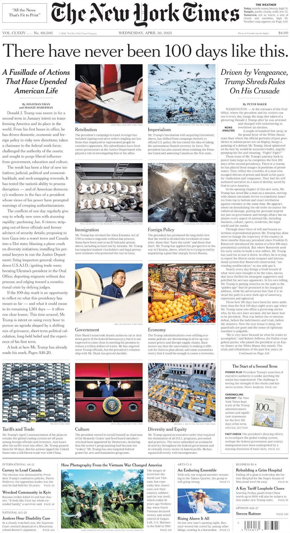 Prima Pagina The New York Times 30/04/2025