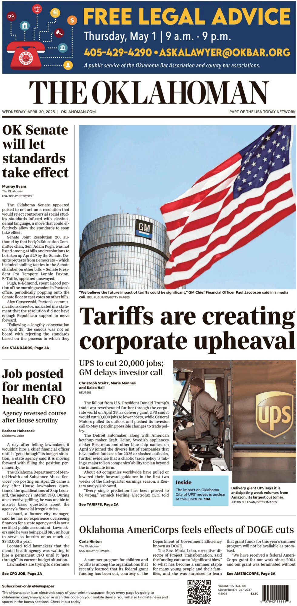Prima Pagina The Oklahoman 30/04/2025