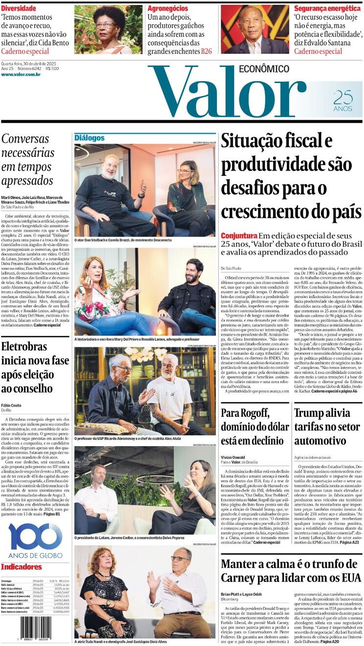 Prima Pagina Valor Econômico 30/04/2025