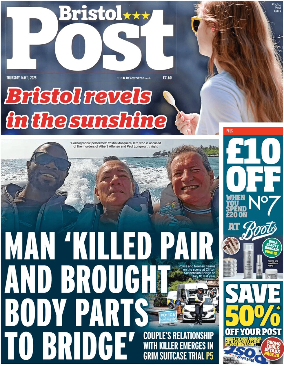 Prima Pagina Bristol Post 01/05/2025