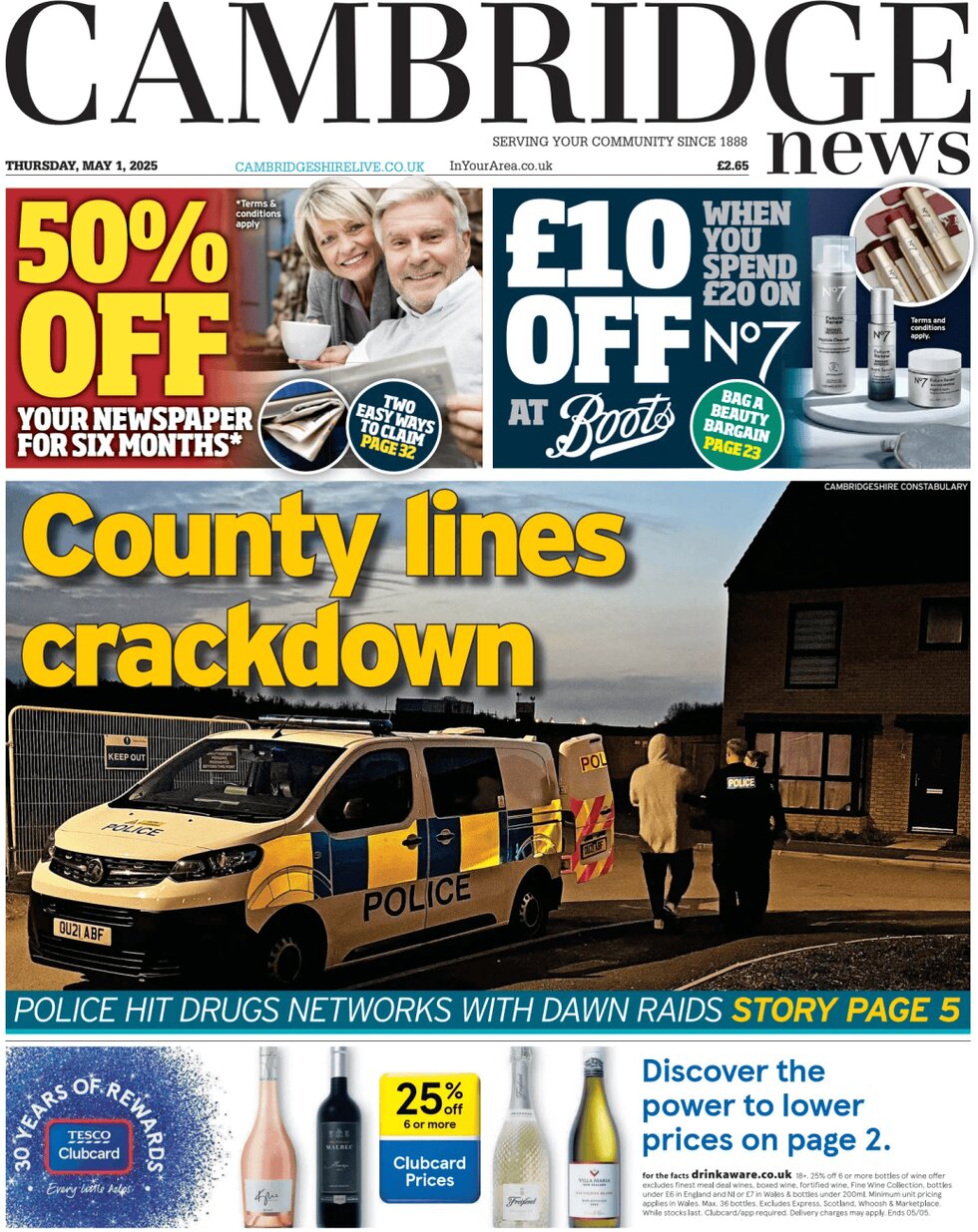 Prima Pagina Cambridge News 01/05/2025