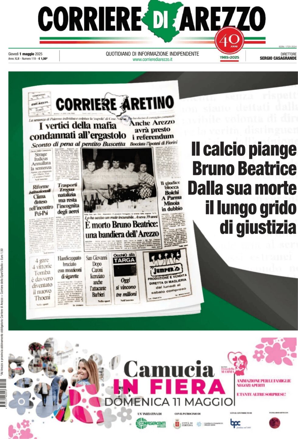 Prima Pagina Corriere di Arezzo 01/05/2025