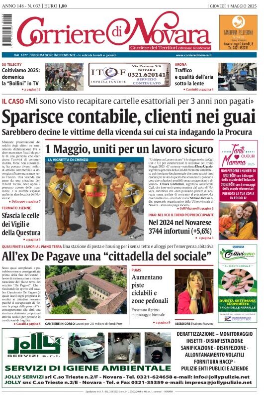 Copertina Corriere di Novara 01/05/2025