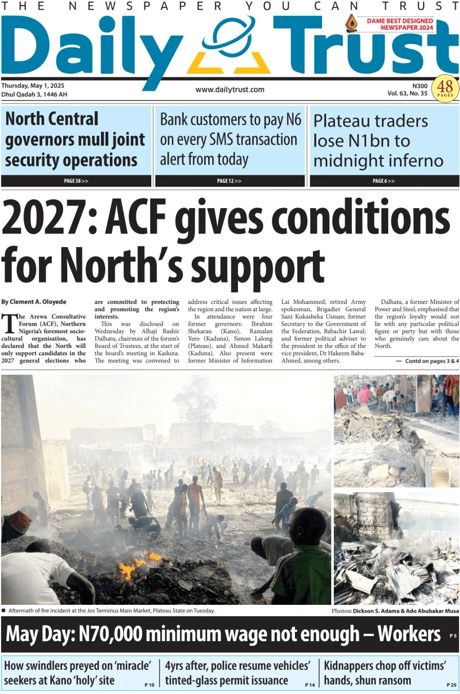 Prima Pagina Daily Trust 01/05/2025