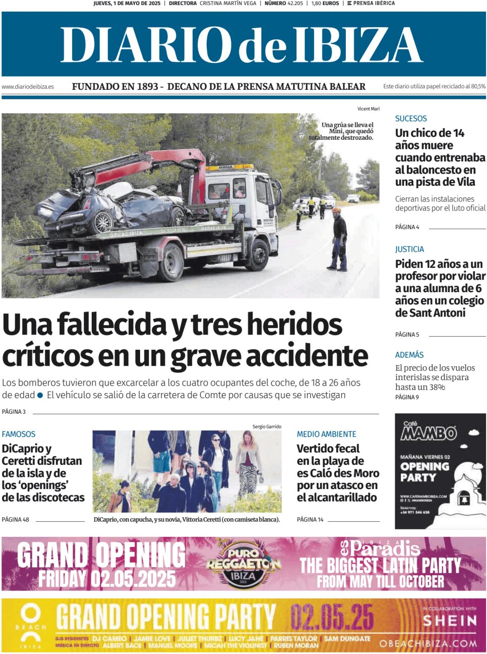 Prima Pagina Diario de Ibiza 01/05/2025