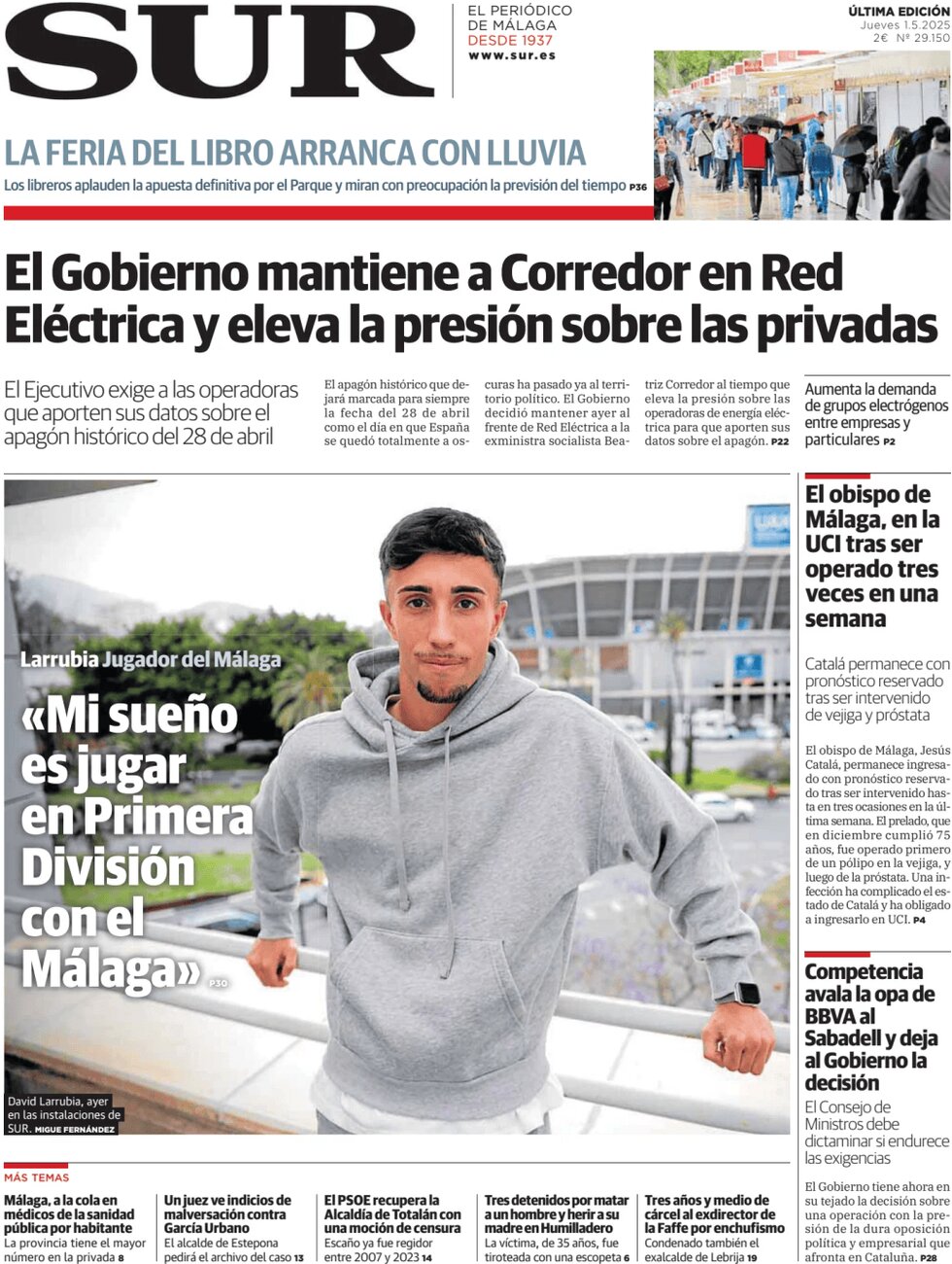 Prima Pagina Diario SUR 01/05/2025