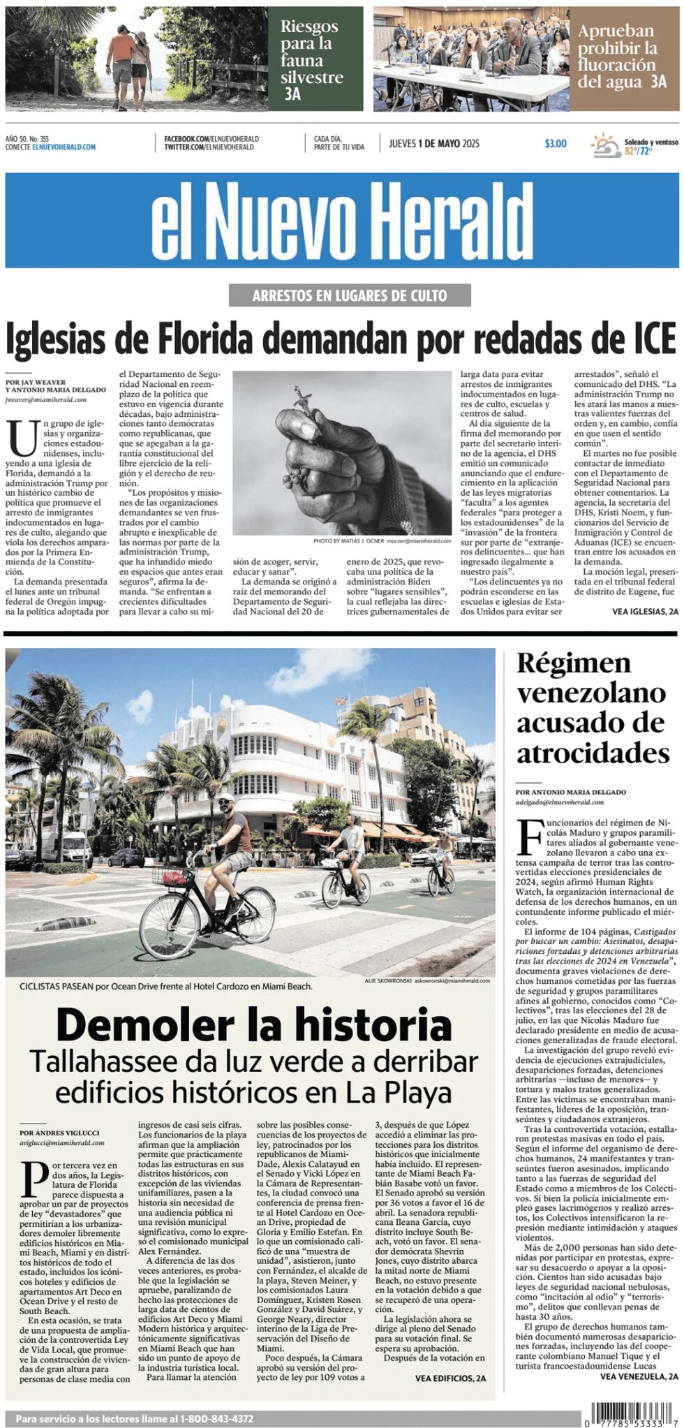 Prima Pagina El Nuevo Herald 01/05/2025