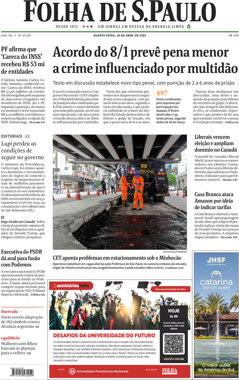 Prima Pagina Folha de S.Paulo 01/05/2025