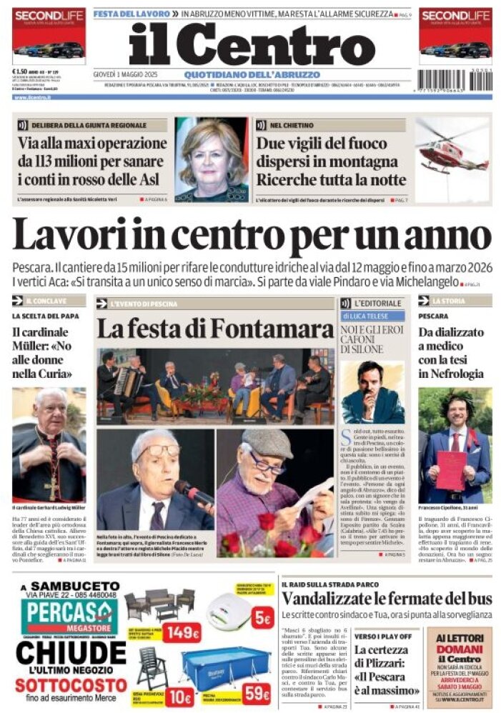Prima Pagina Il Centro (Pescara) 01/05/2025