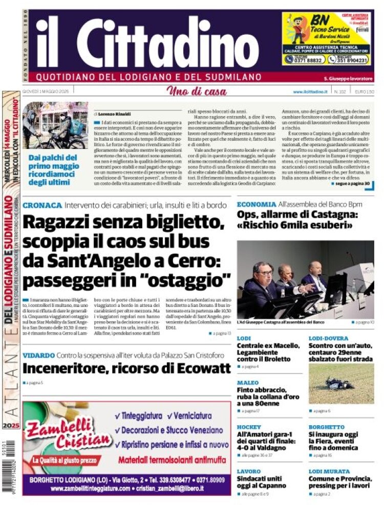 Prima Pagina Il Cittadino di Lodi 01/05/2025