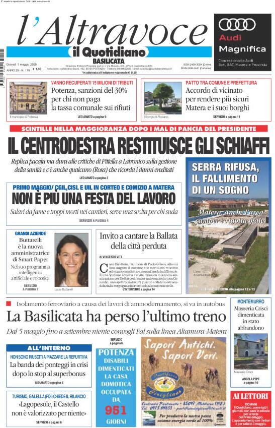 Prima Pagina Il Quotidiano del Sud (Basilicata) 01/05/2025