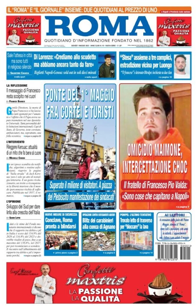 Prima Pagina Il Roma (Quotidiano di Napoli) 01/05/2025