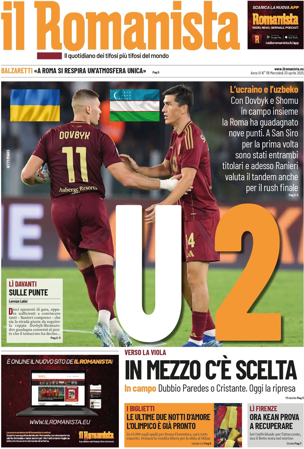 Prima Pagina Il Romanista 01/05/2025