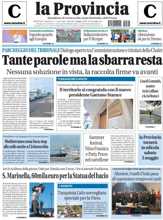 Prima Pagina La Provincia di Civitavecchia 01/05/2025