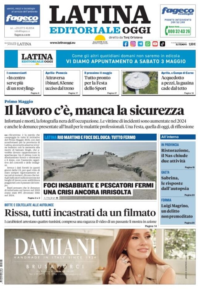 Prima Pagina Latina Editoriale Oggi 01/05/2025