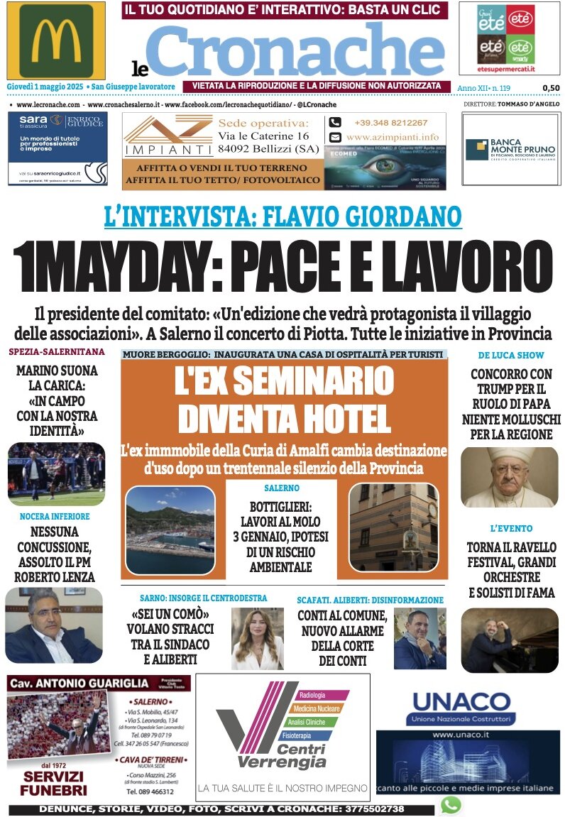 Prima Pagina Le Cronache (Salerno) 01/05/2025