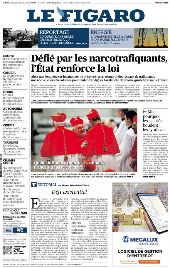 Prima Pagina Le Figaro 01/05/2025