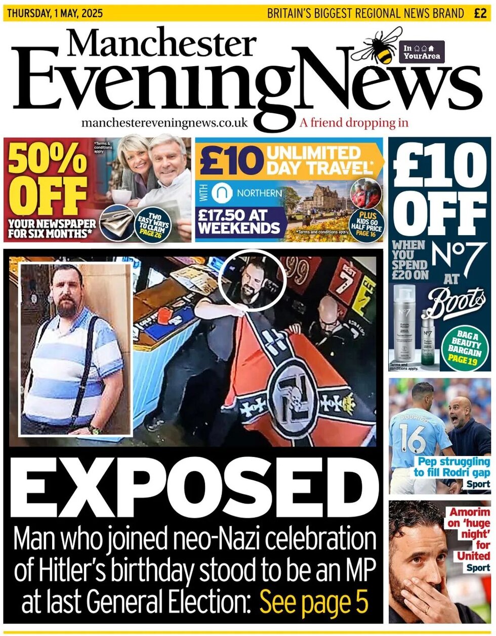 Prima Pagina Manchester Evening News 01/05/2025
